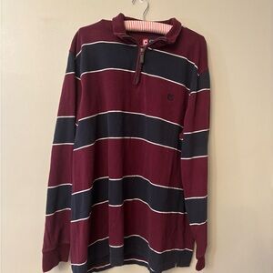 Chaps Burgundy and Dark Blue Striped Long Sleeve Shirt